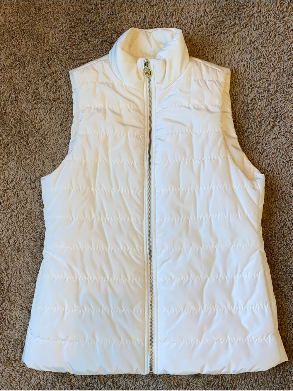 Michael Kors Puffer Vest Womens XS Off White Quilted Full Zip Outdoor Hiking